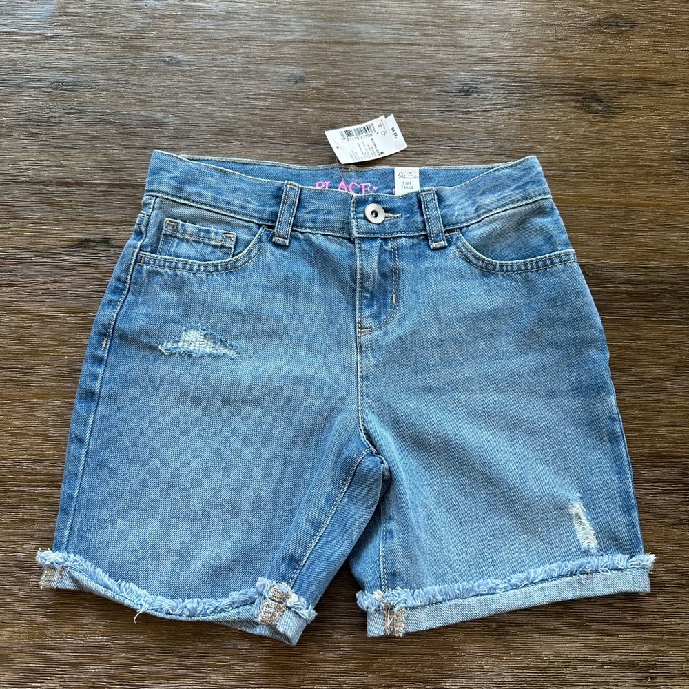3/27$ NWT Place Girls Denim Distressed Shorts size 8